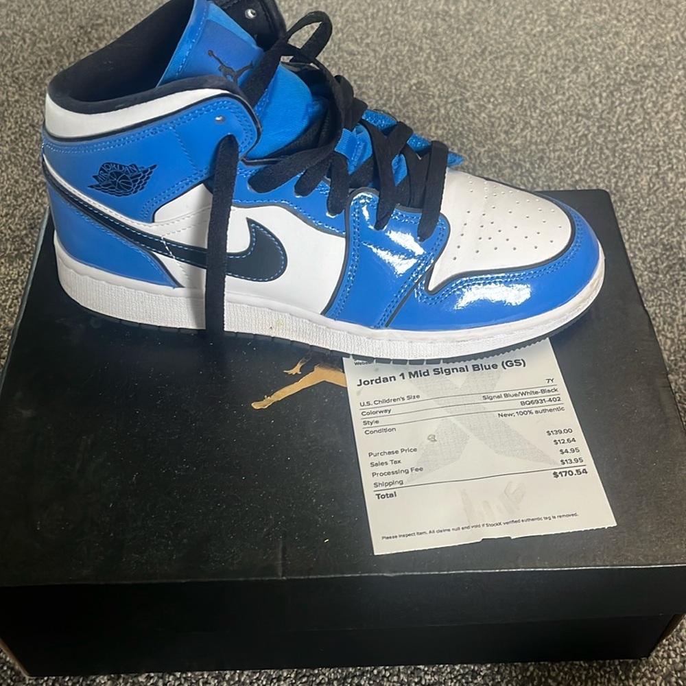 Jordan one mid signal blue